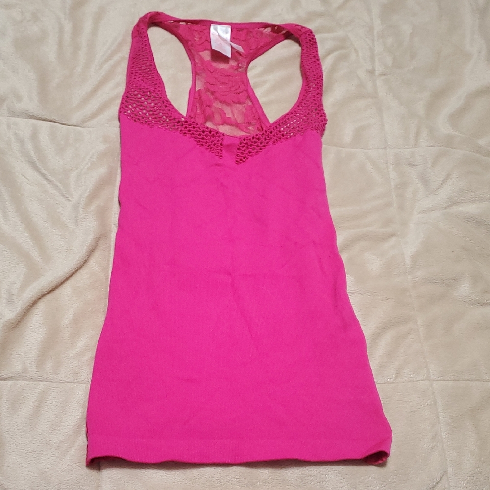 Pink Lace & Net Racerback Women's Top Roses